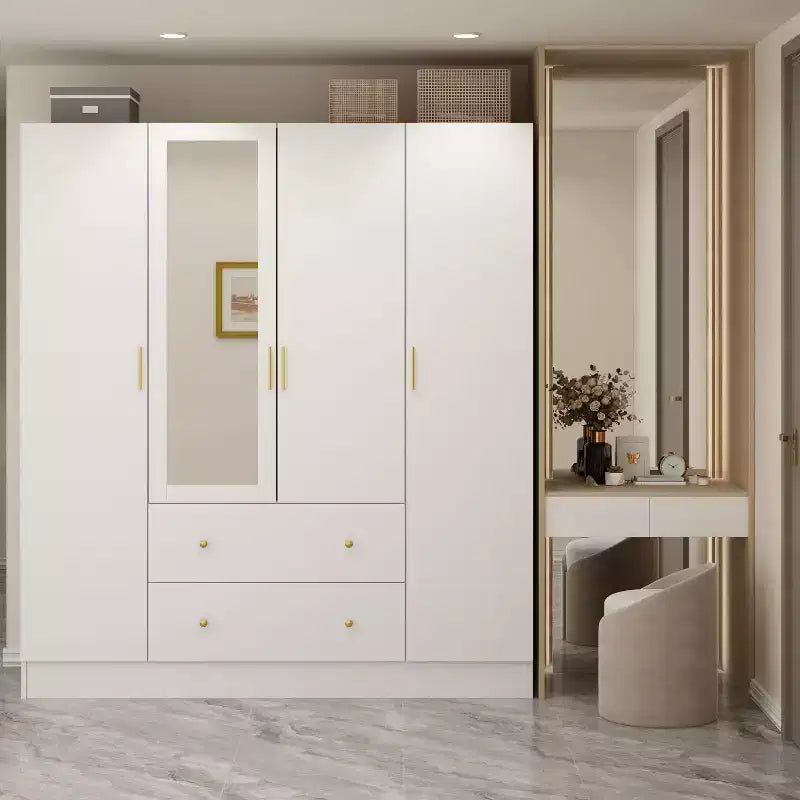  Modern Wardrobe with Mirror Closet Organization Armoire: Sturdy Rails, Smooth Drawers  Practical & Stylish